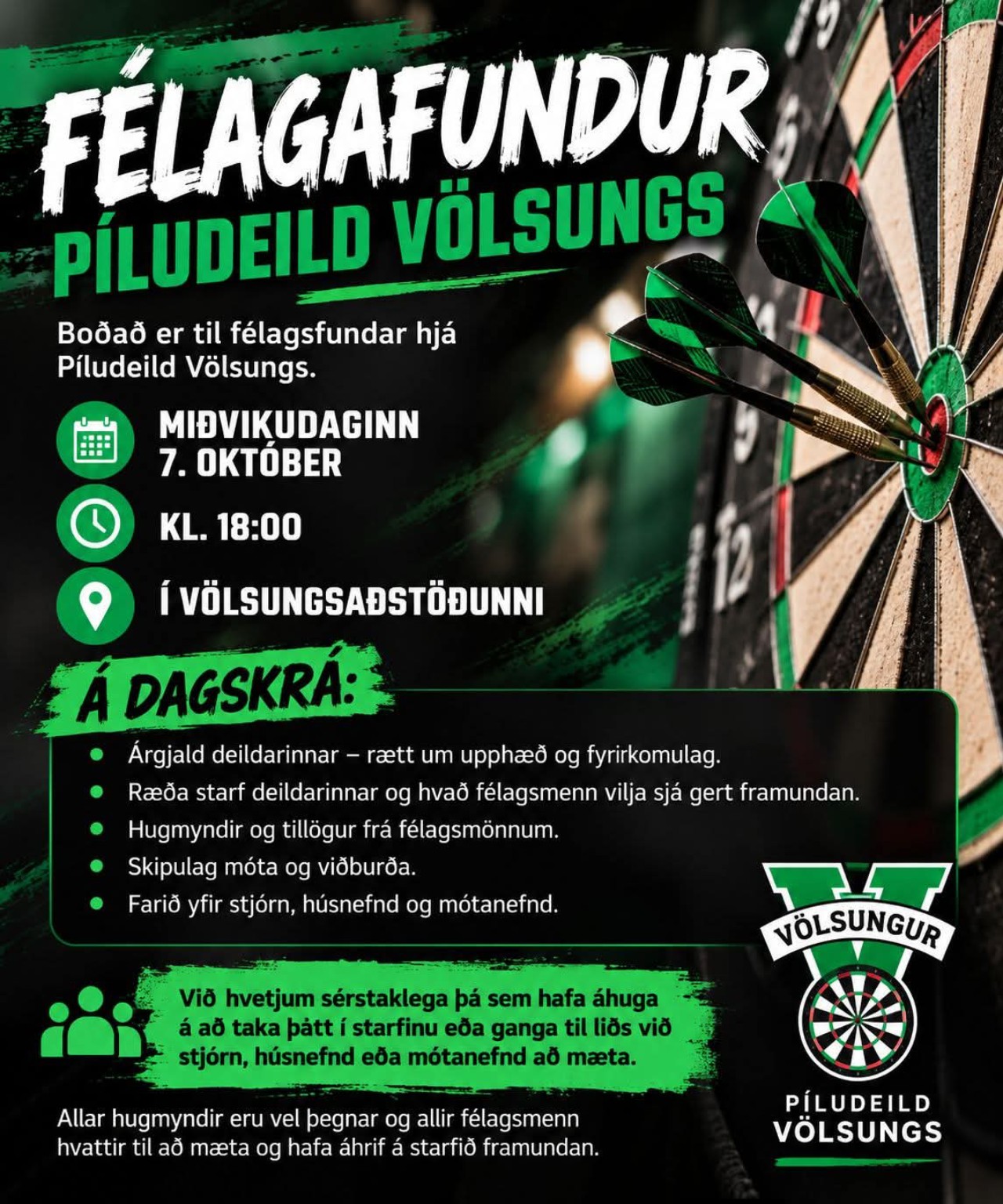 Félagafundur — auglýsing frá 7. október 2026